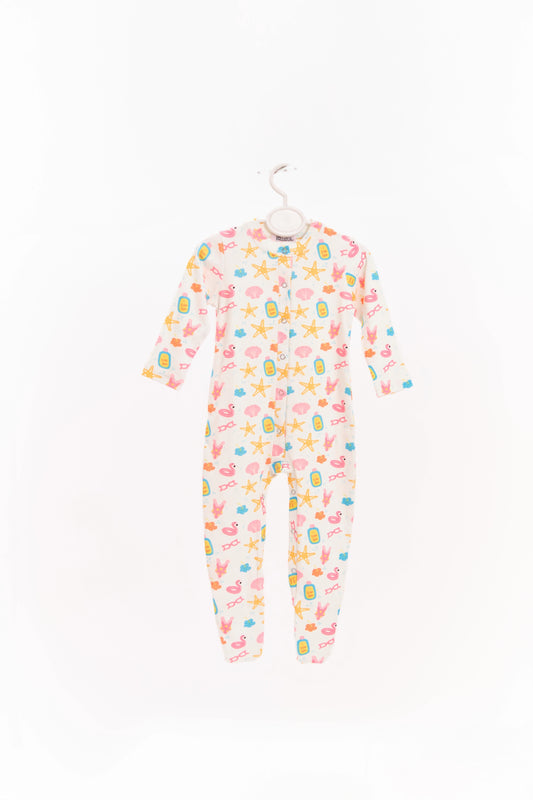 Baby Beach Peach Footed Sleepsuit