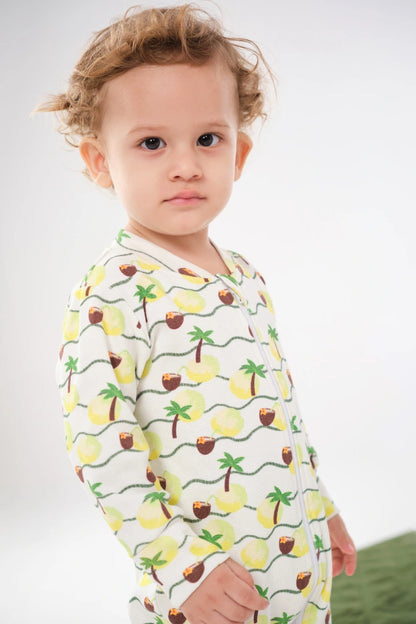 Baby Palm Print 2-way Zip Sleepsuit