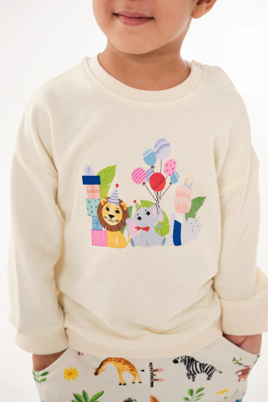 Baby Drop Shoulder Sweatshirt- Safari Party